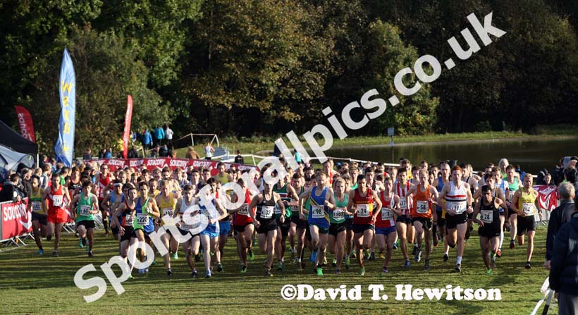 Start of senior men National Cross Country Relays, Berry Hill Park, Mansfield. Photo: David T. Hewitson/Sports for All Pics